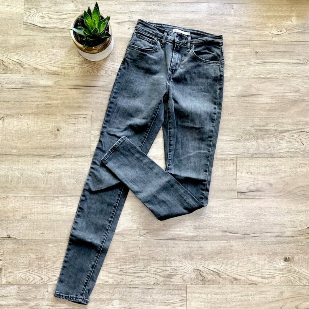 Levi's 721 Black/Grey High Rise Skinny Jeans - Picture 3 of 9